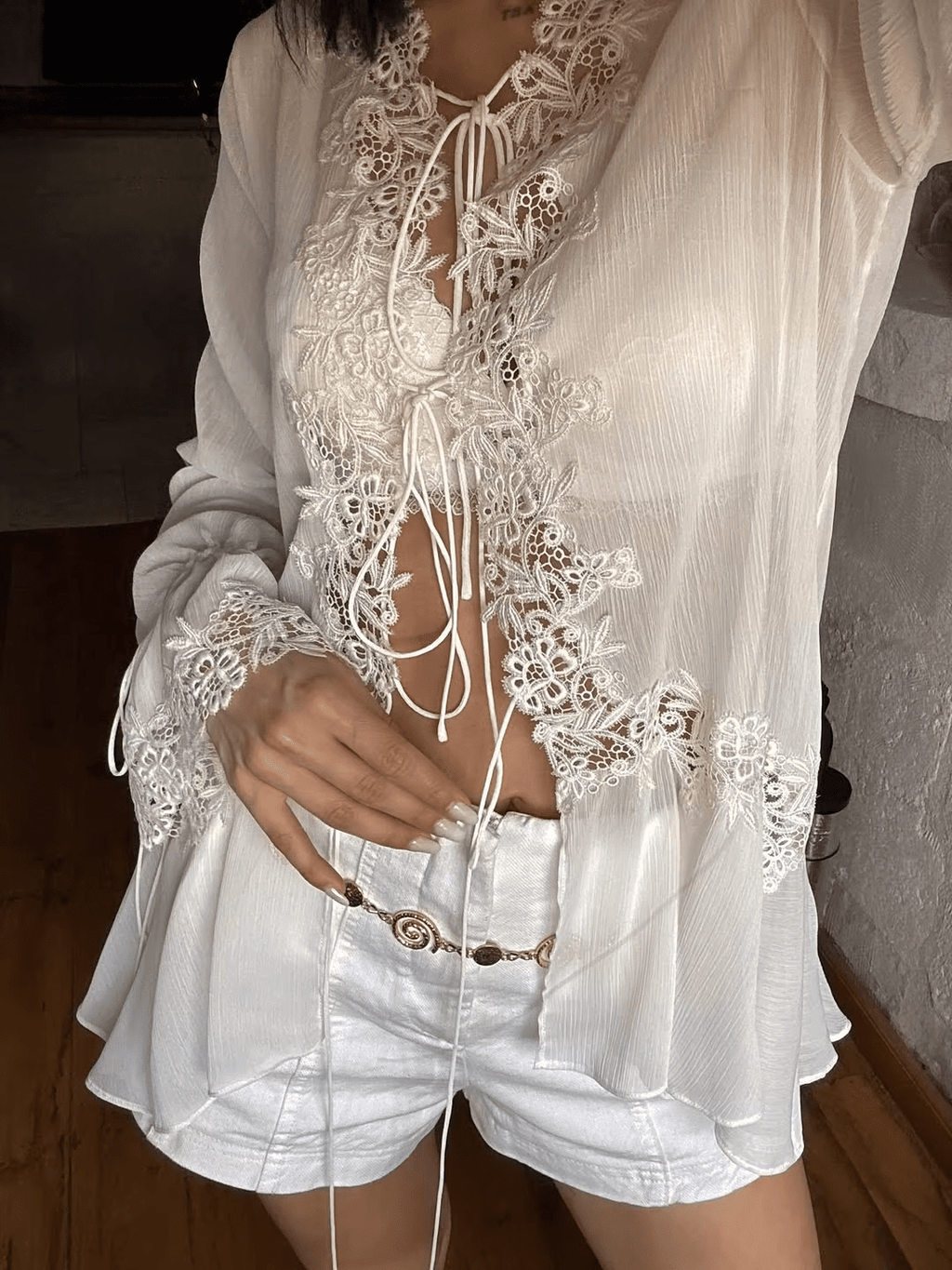 Marin Hollowed Out Cardigan - Women's Everyday Fashion Top - Image 4
