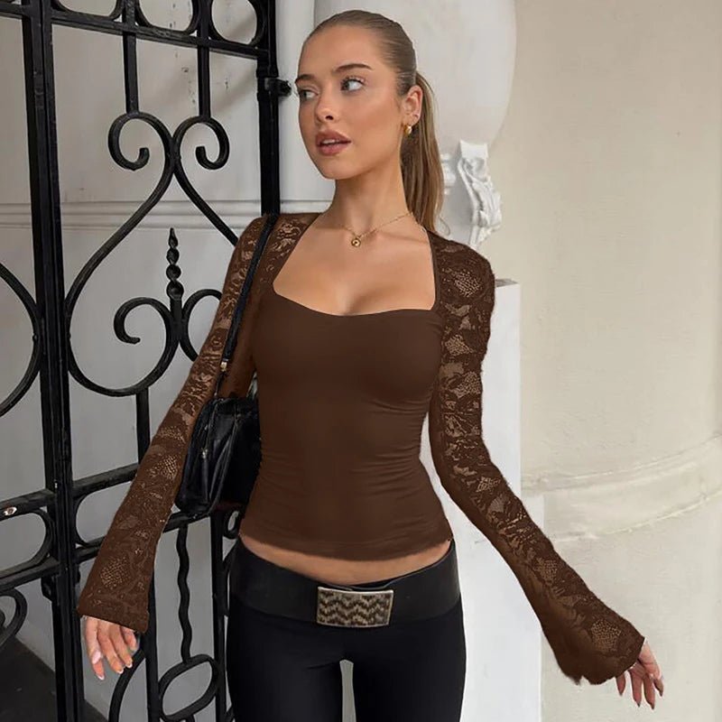 Nadine Lace Flare Sleeve Top - Women's Everyday Fashion Top - Image 6