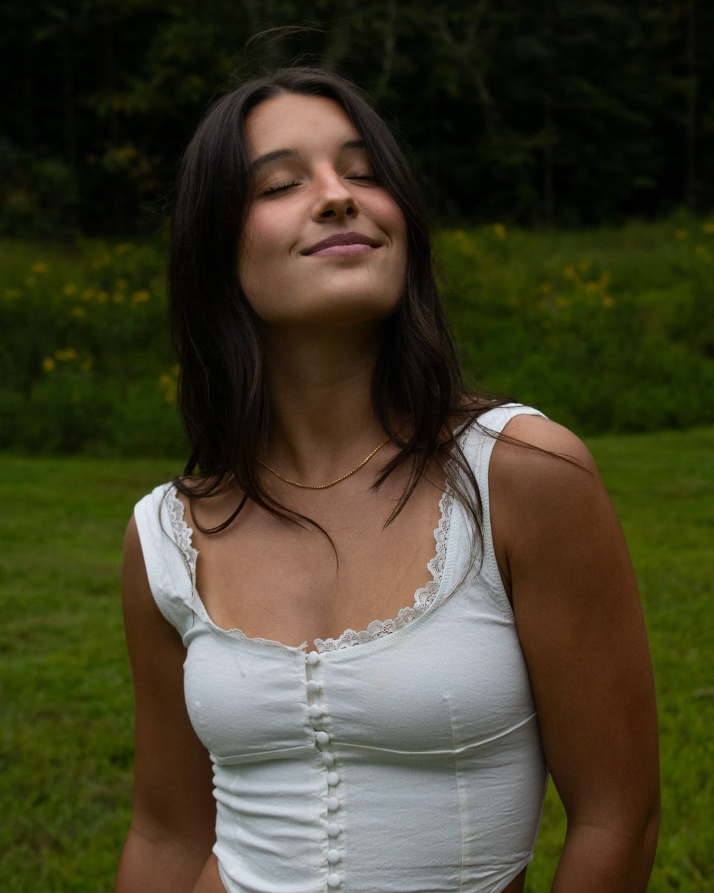 Nadira Lace Trim Strappy Button Top - Women's Everyday Fashion Top - Image 3