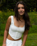 Nadira Lace Trim Strappy Button Top - Women's Everyday Fashion Top