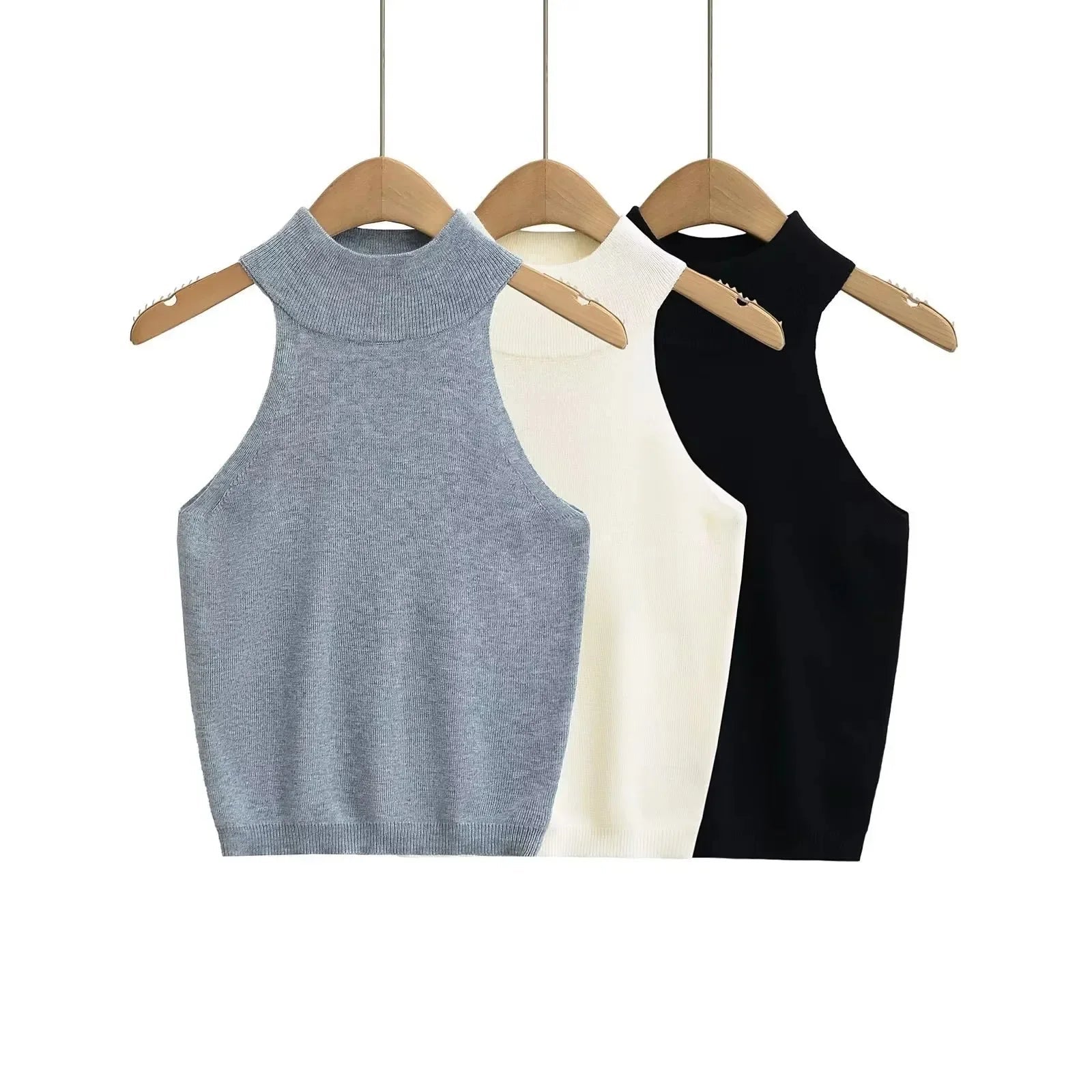 Nicky Halter Neck Sleeveless Knit Crop Top - Women's Everyday Fashion Top - Image 8