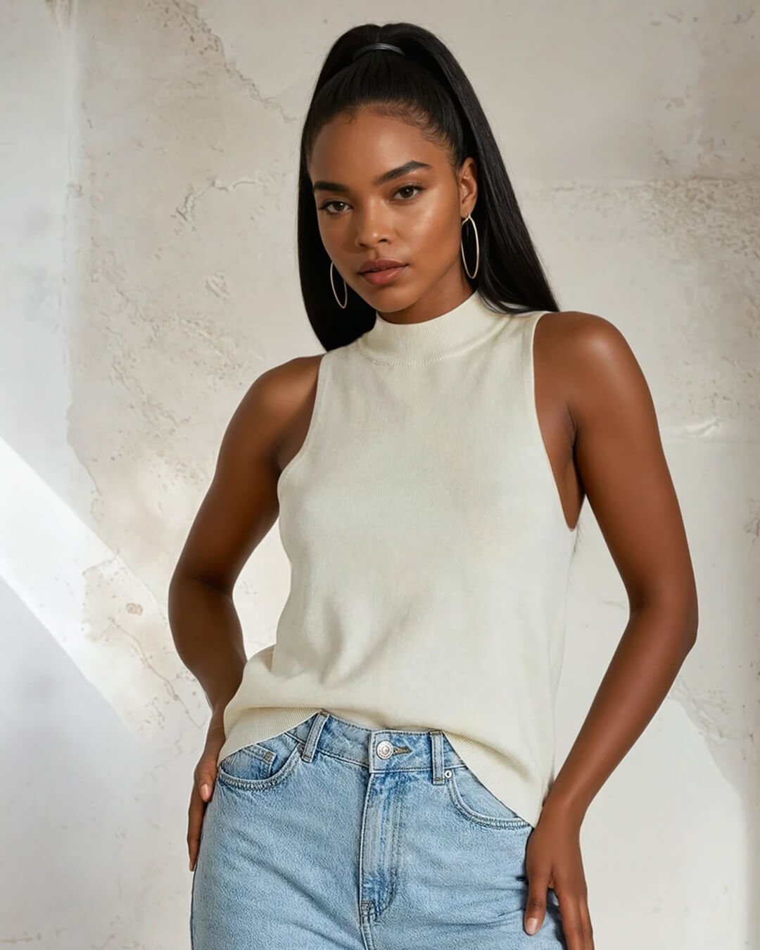 Nicky Halter Neck Sleeveless Knit Crop Top - Women's Everyday Fashion Top - Image 2