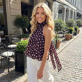 Noemi Tie Back Halter Neck Top - Women's Everyday Fashion Top