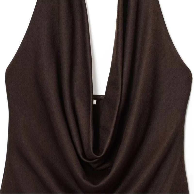 Ophelia Backless Draped Bodysuit - Women's Everyday Fashion Top - Image 6