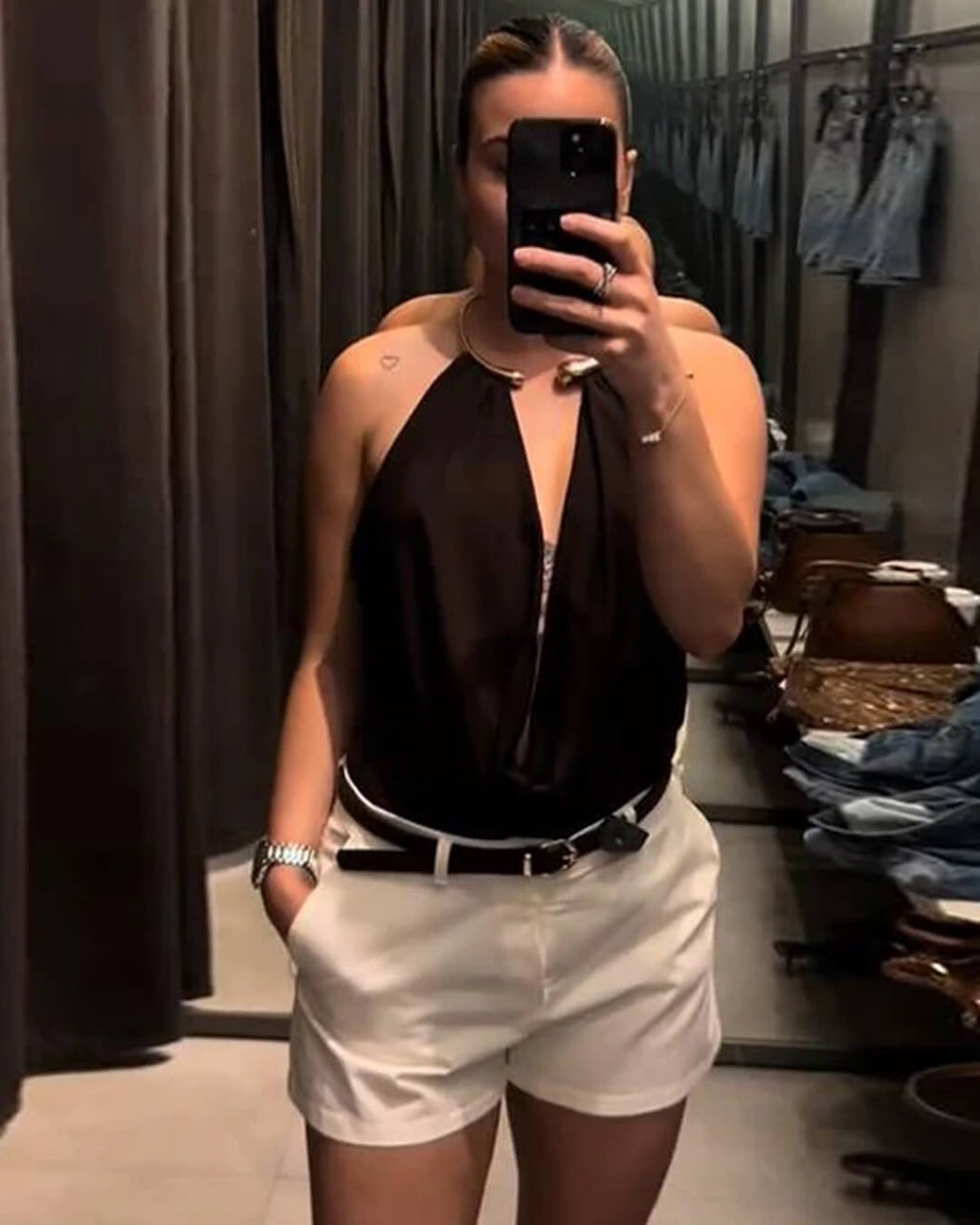 Ophelia Backless Draped Bodysuit - Women's Everyday Fashion Top - Image 3