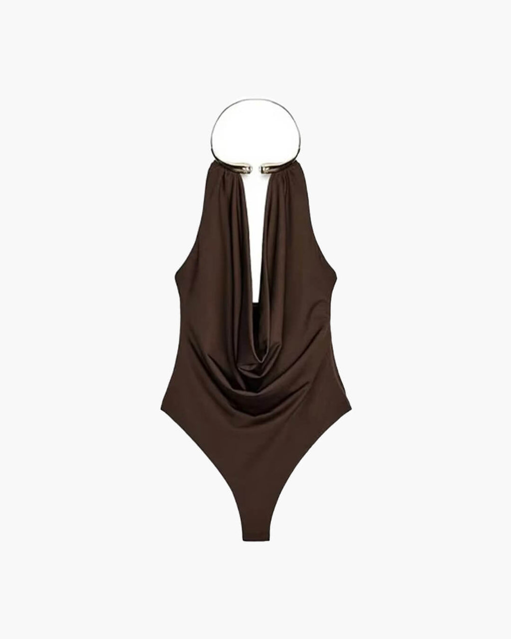 Ophelia Backless Draped Bodysuit - Women's Everyday Fashion Top