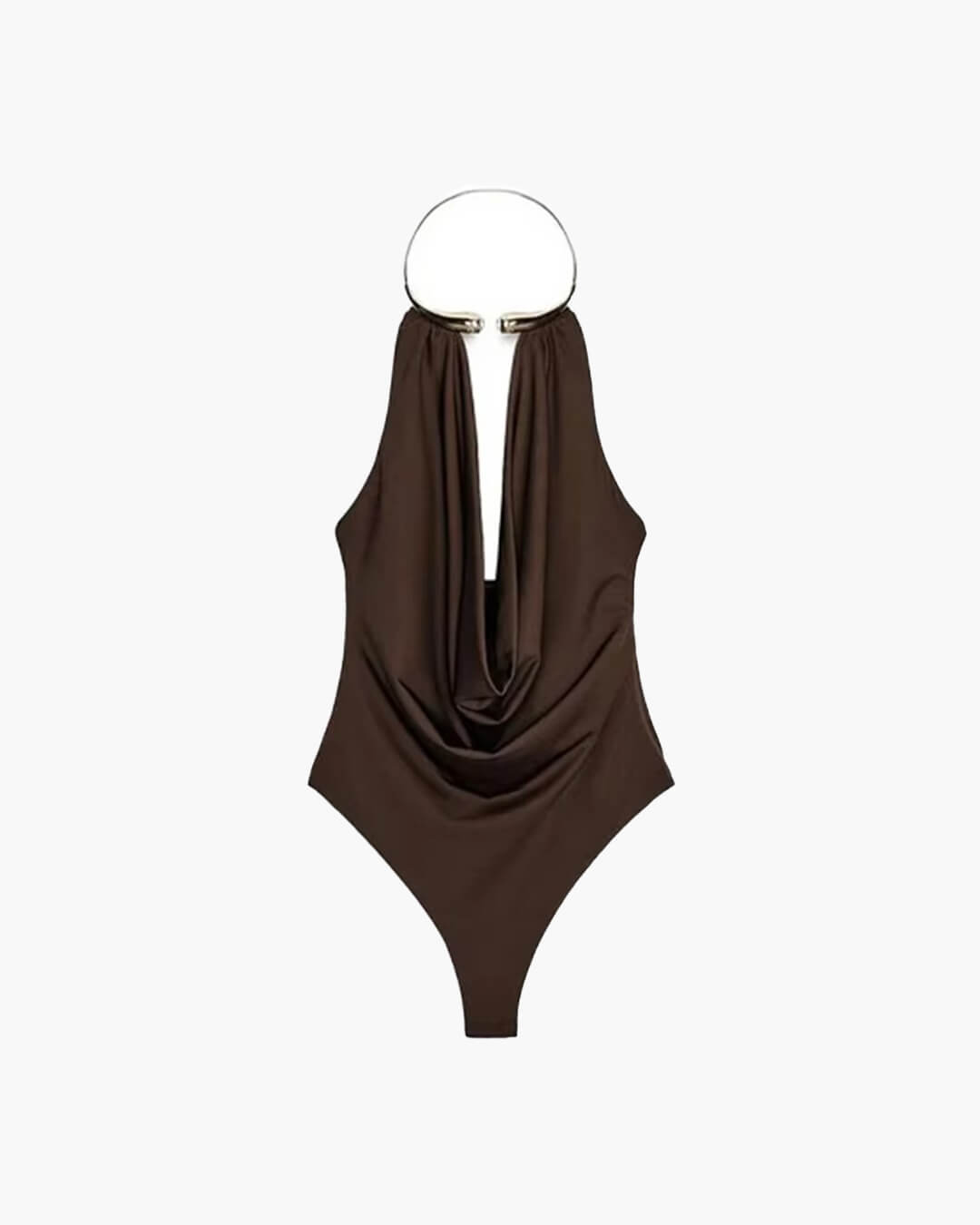 Ophelia Backless Draped Bodysuit - Women's Everyday Fashion Top