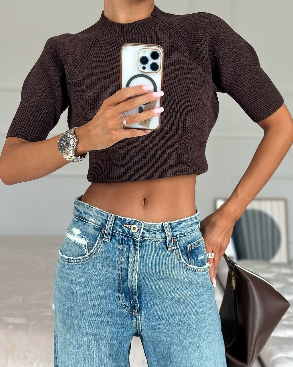 Paloma Seamless Knit Crop Top - Women's Everyday Fashion Top - Image 2