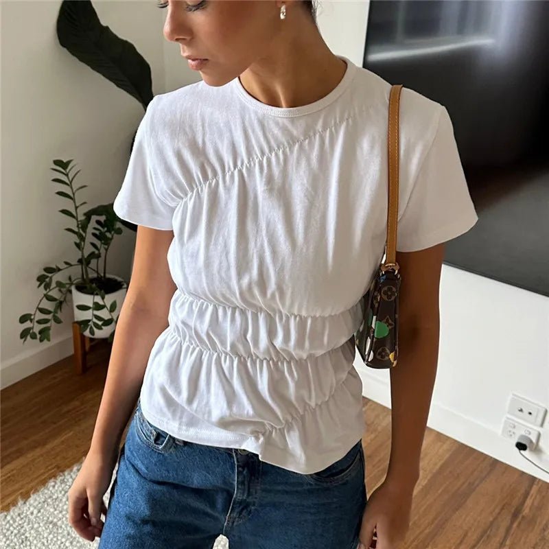 Paloma Short Sleeve Scrunched Top - Women's Everyday Fashion Top - Image 2