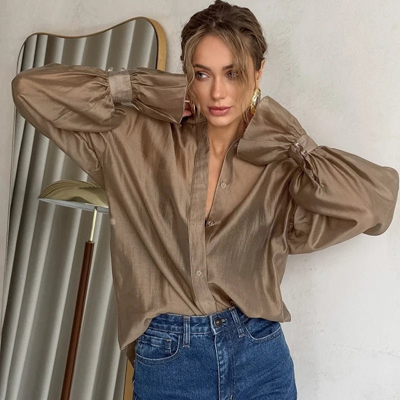 Patricia Long Sleeve Sheer Blouse - Women's Everyday Fashion Top - Image 4