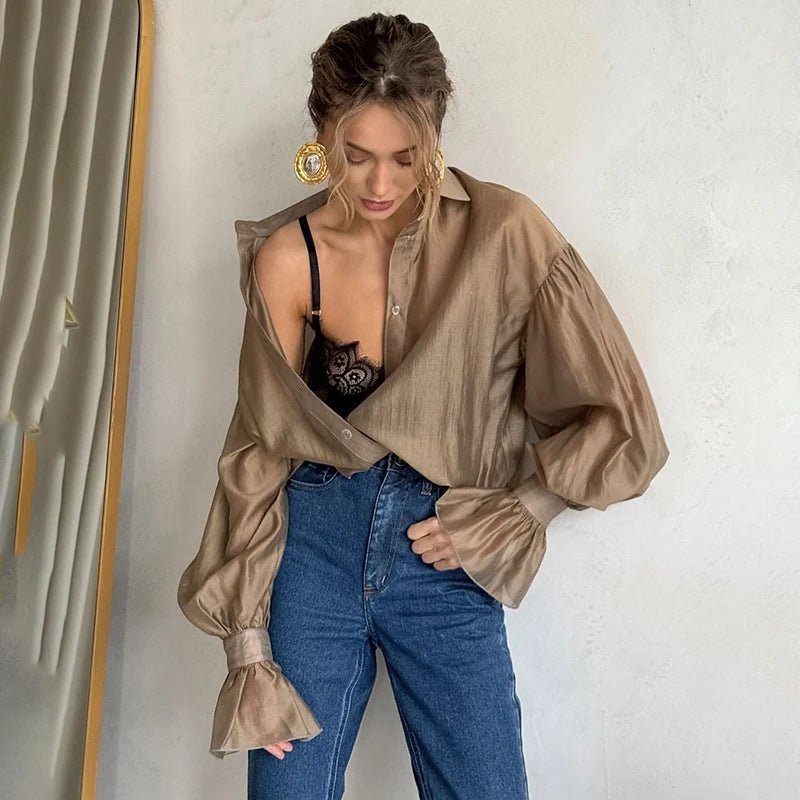 Patricia Long Sleeve Sheer Blouse - Women's Everyday Fashion Top - Image 5