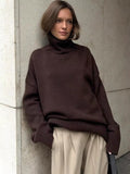 Phoebe Oversized Turtleneck Sweater - Women's Everyday Fashion Top - Image 2