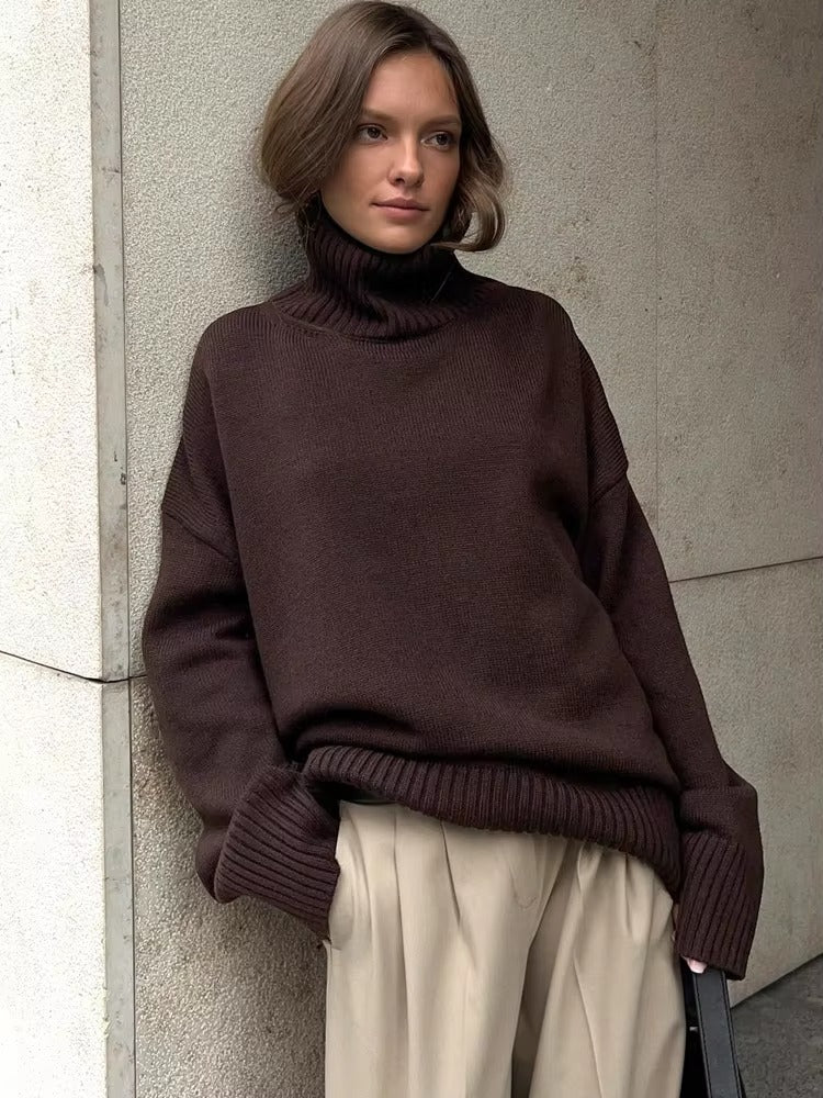 Phoebe Oversized Turtleneck Sweater - Women's Everyday Fashion Top - Image 2