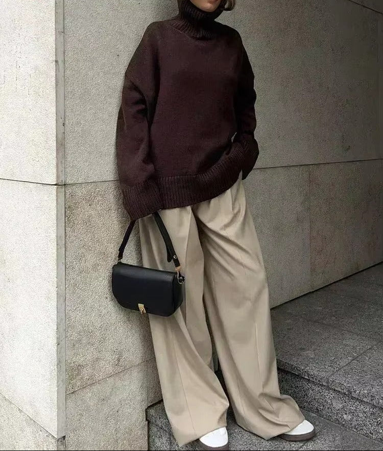Phoebe Oversized Turtleneck Sweater - Women's Everyday Fashion Top - Image 3