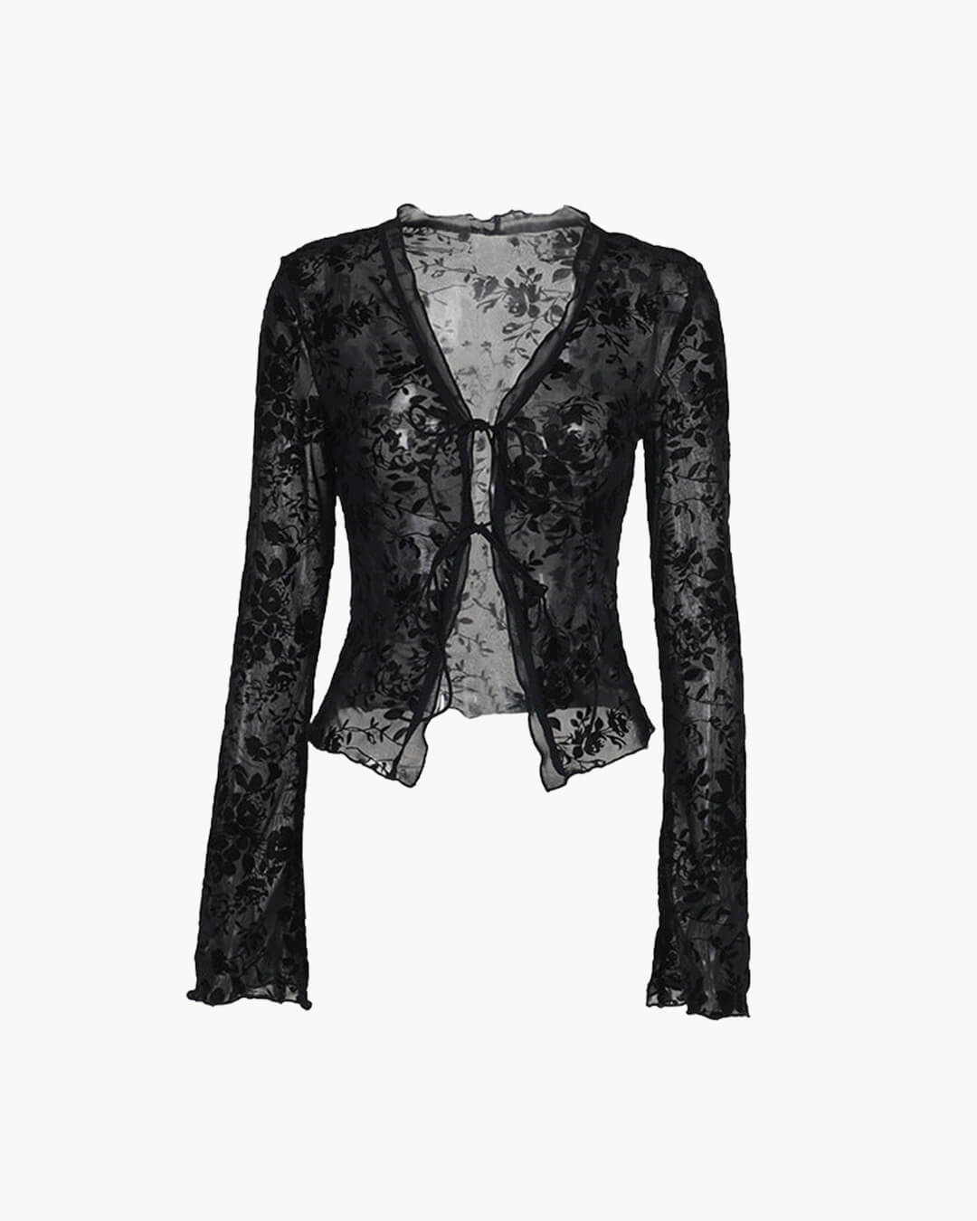 Rachel Tie Front Lace Blouse - Women's Everyday Fashion Top
