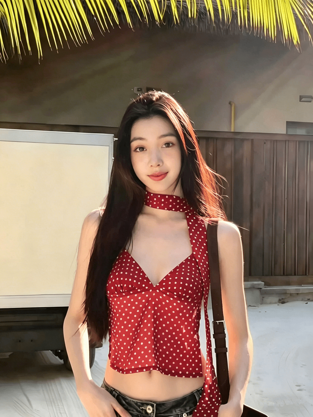 Ruffa Polka Dot Backless Cami Top - Women's Everyday Fashion Top - Image 12