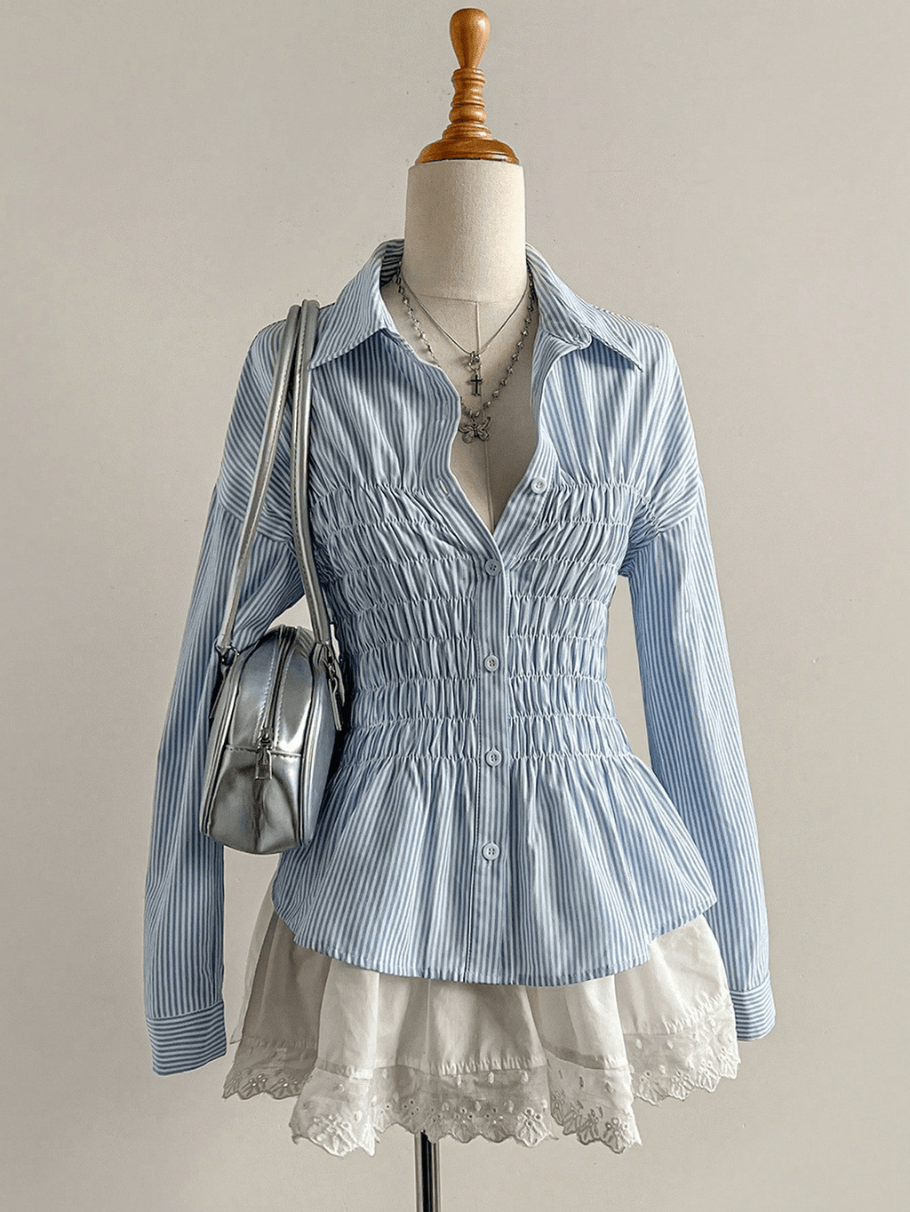Sandra Long Sleeve Smocked Blouse - Women's Everyday Fashion Top - Image 2
