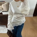 Serena Lace Satin Long Sleeve Top - Women's Everyday Fashion Top - Image 5