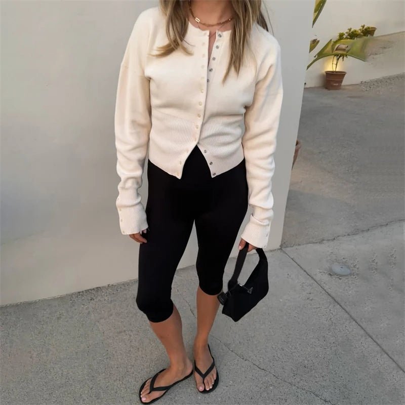 Shelly Snap Button Knit Cardigan - Women's Everyday Fashion Top - Image 13