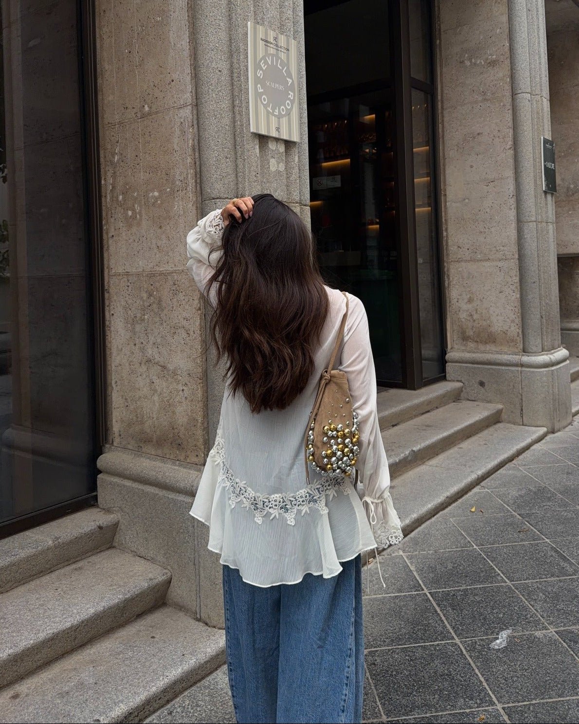 Simone Front-Tie Lace Appliqué Top - Women's Everyday Fashion Top - Image 7