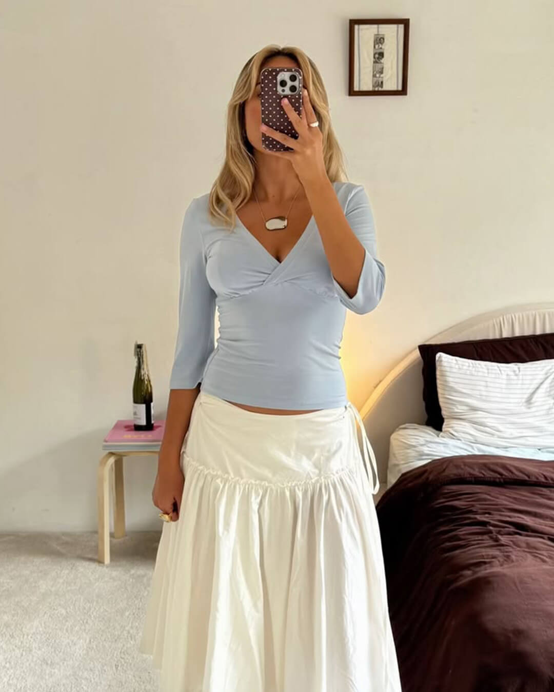 Sofia Deep V Midi Sleeve Tee - Women's Everyday Fashion Top - Image 5