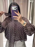 Sofia Women's High Neck Polka Dot Blouse - Long Sleeve Dressy Casual Blouse - Image 7