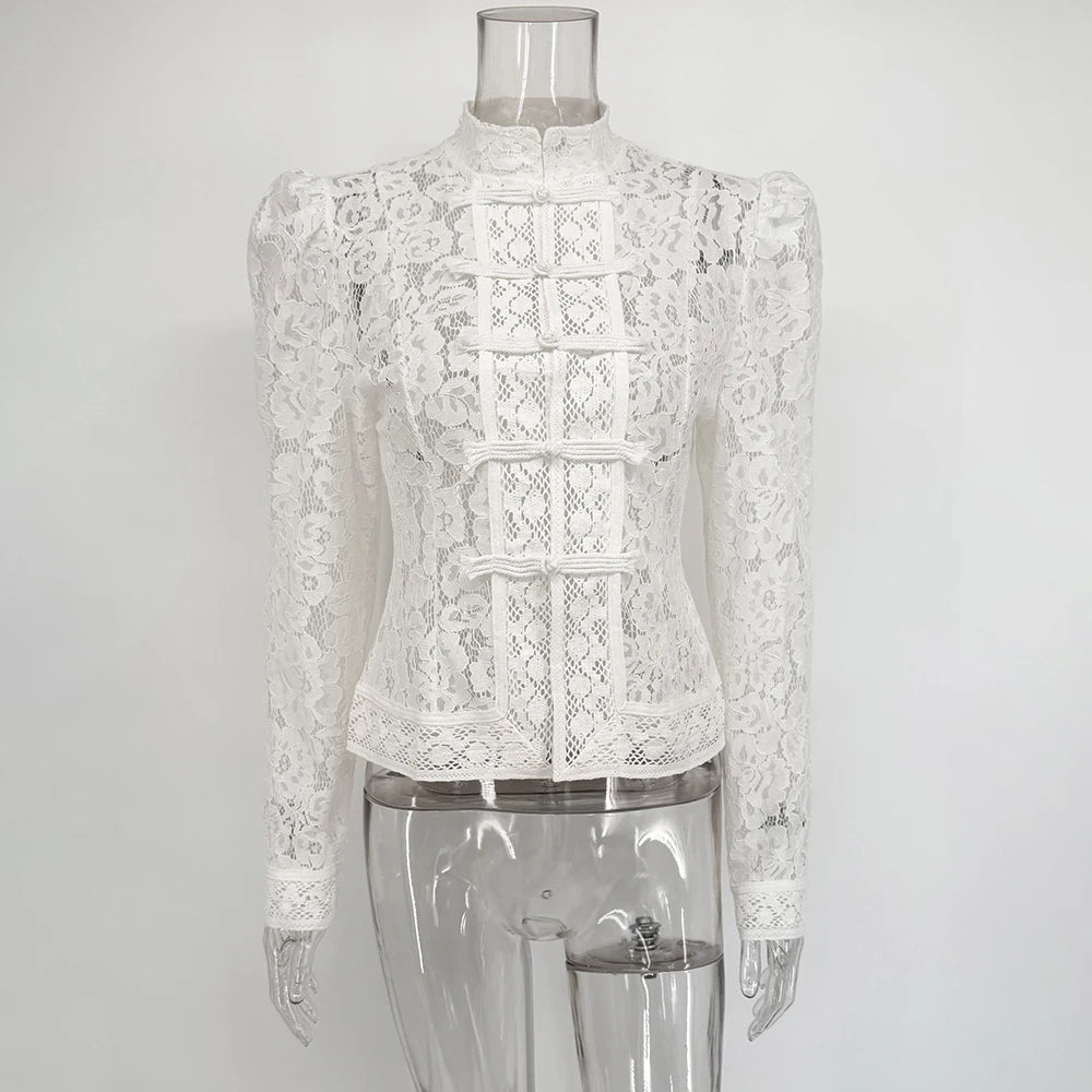 Suzan Long Sleeve Lace Blouse - Women's Everyday Fashion Top - Image 9