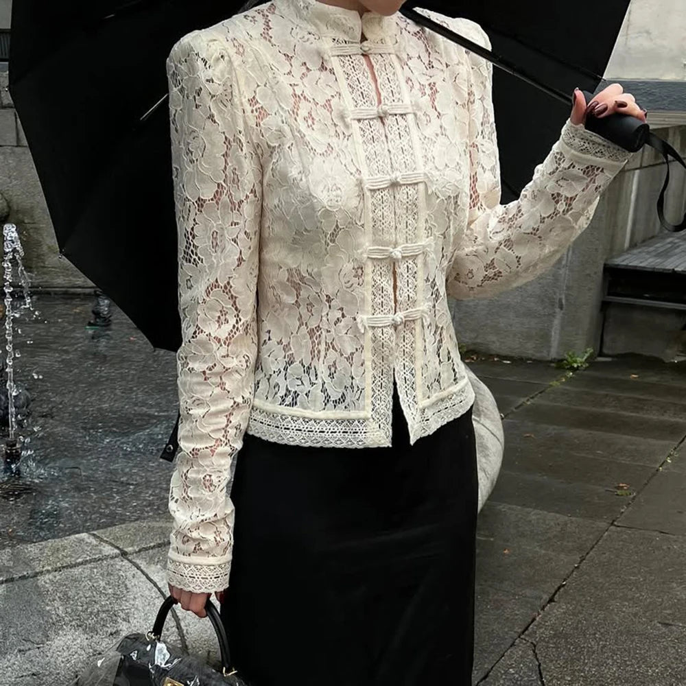 Suzan Long Sleeve Lace Blouse - Women's Everyday Fashion Top - Image 6