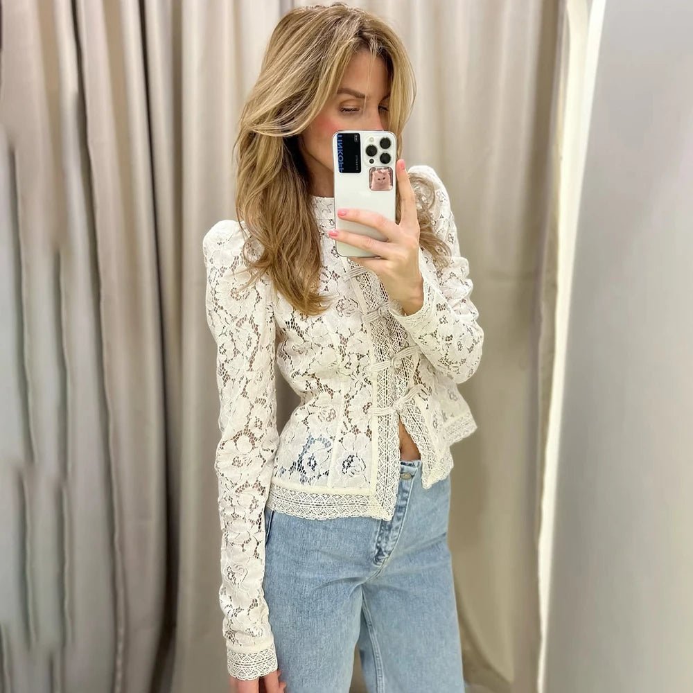 Suzan Long Sleeve Lace Blouse - Women's Everyday Fashion Top - Image 5