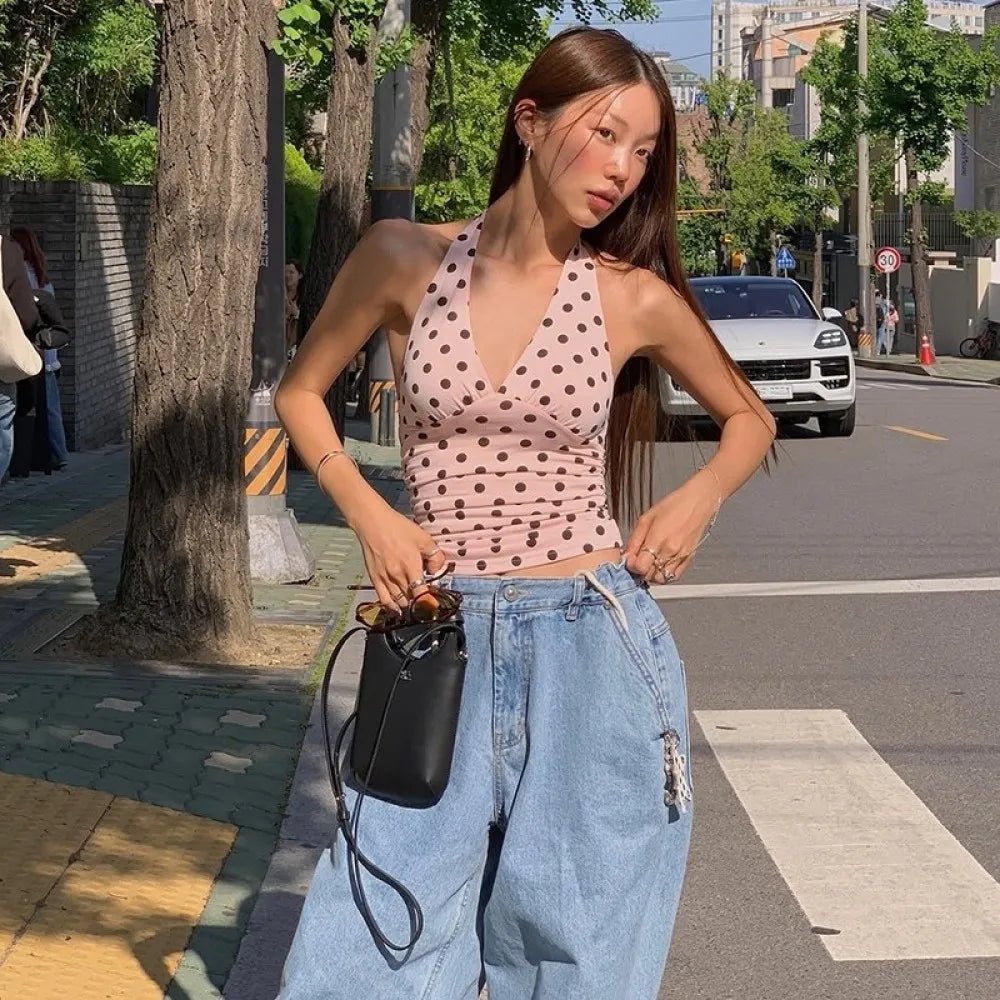 Tamsin Polka Dot Off-Shoulder Tank Top - Women's Everyday Fashion Top - Image 5