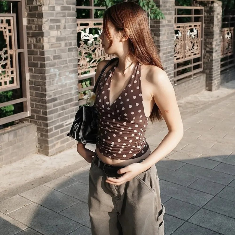 Tamsin Polka Dot Off-Shoulder Tank Top - Women's Everyday Fashion Top - Image 4