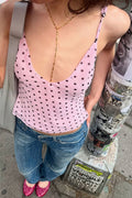 Tatum Polka Dot V-Neck Cami Top - Women's Everyday Fashion Top