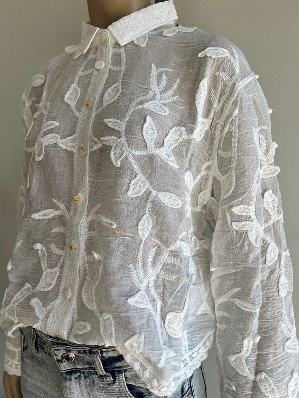 Tina Long Sleeve Embroidered Blouse - Women's Everyday Fashion Top - Image 4