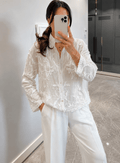 Tina Long Sleeve Embroidered Blouse - Women's Everyday Fashion Top