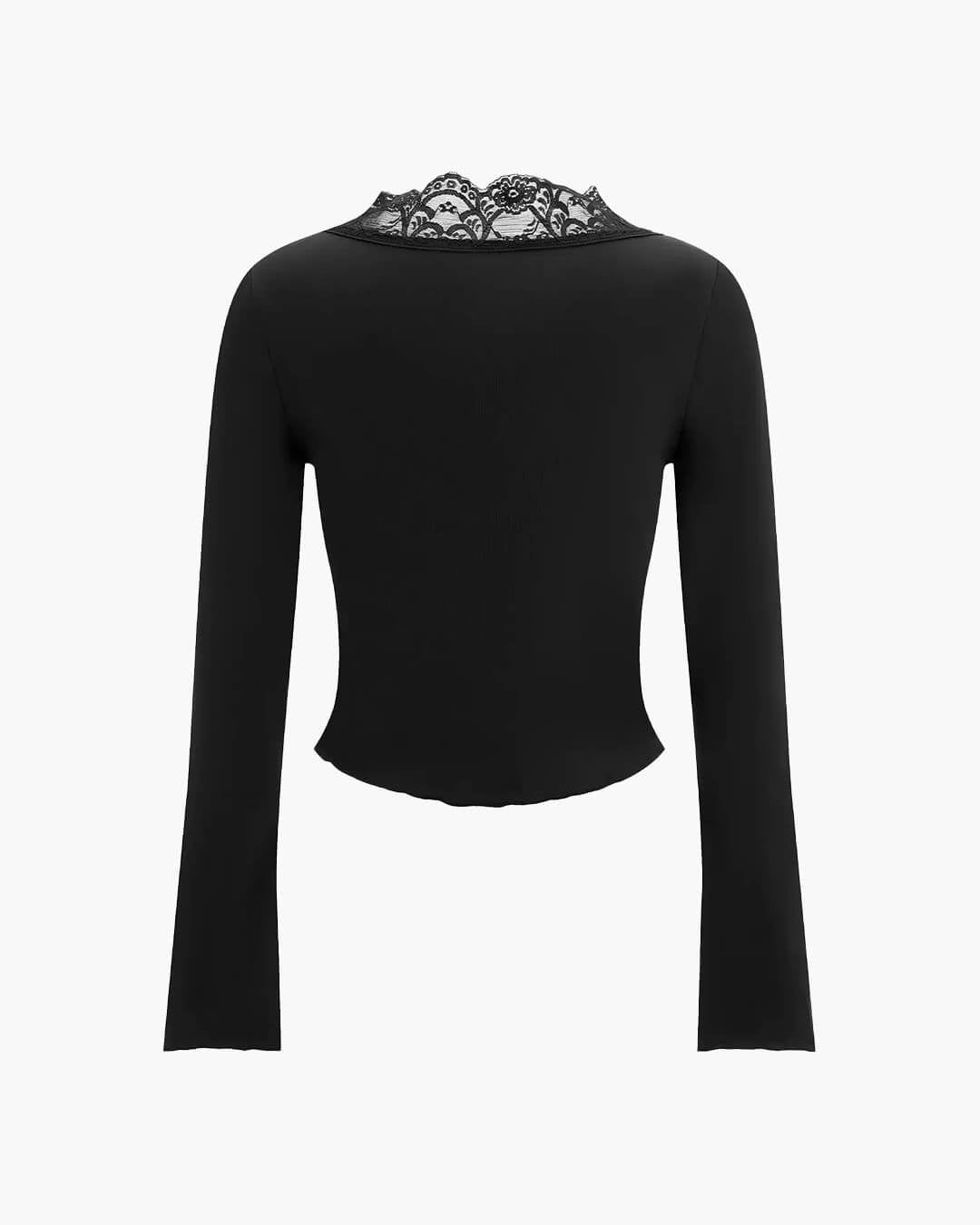 Julia Long Sleeve Lace Trim Blouse - Women's Everyday Fashion Top - Image 3