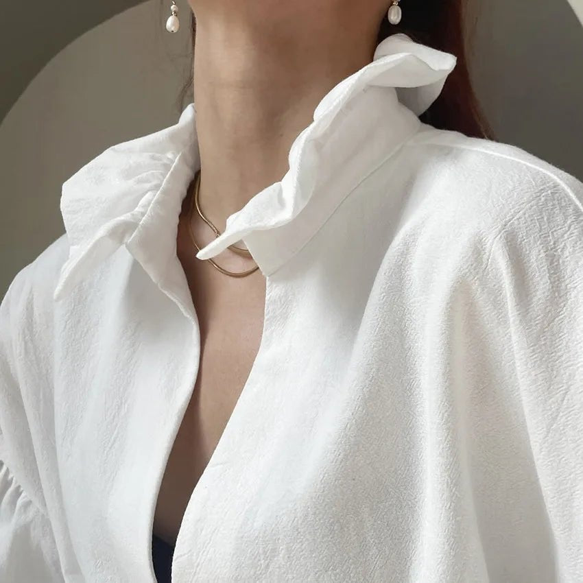 Lola V-Neck Puff Long Sleeve Blouse - Women's Everyday Fashion Top - Image 3