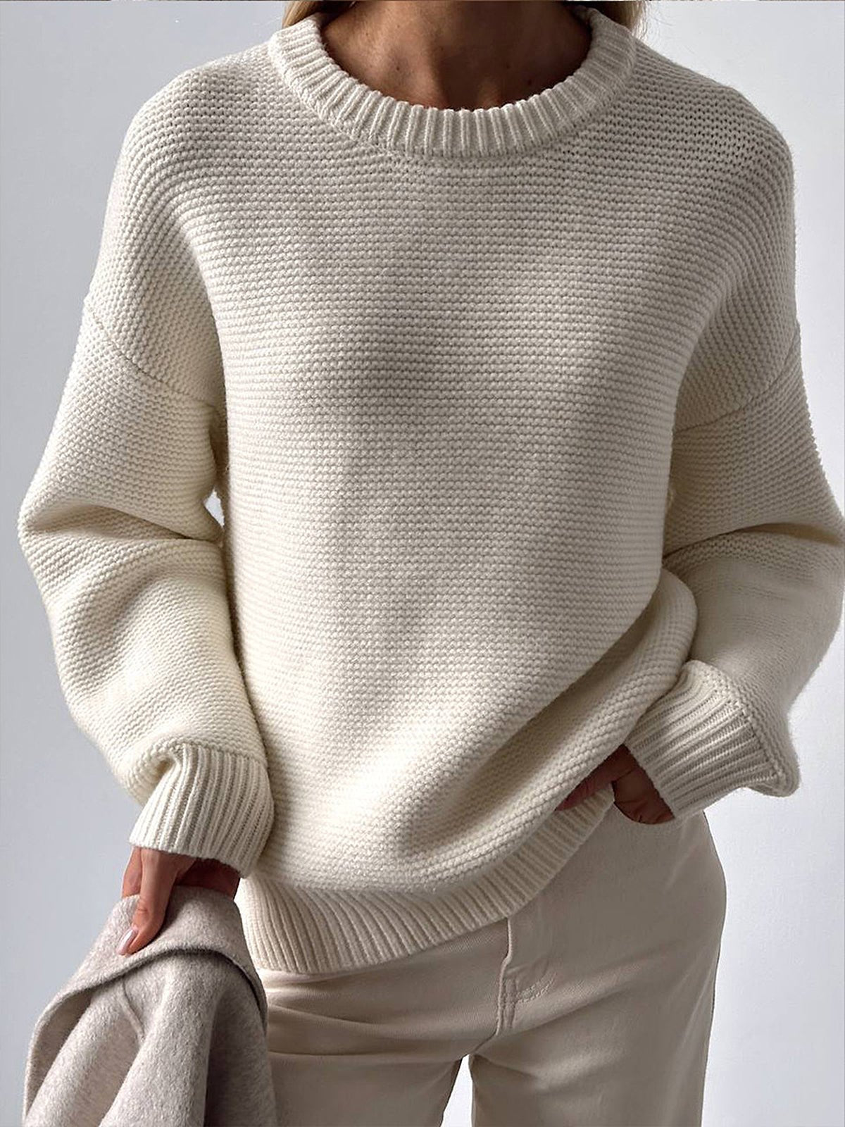 Aisionn Cotton Knit Sweater - Women's Everyday Fashion Top