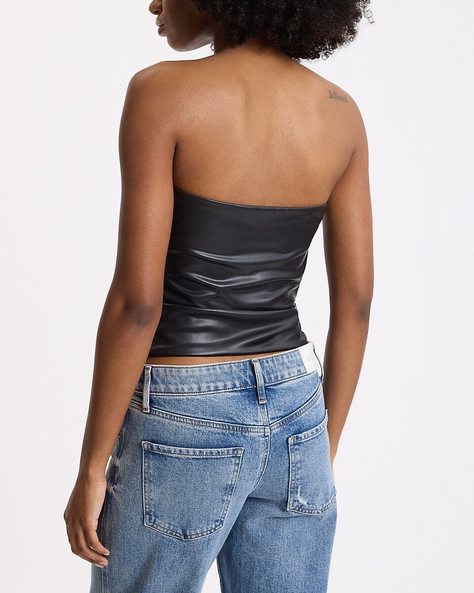 Yassi Faux Leather Top - Women's Everyday Fashion Top - Image 5