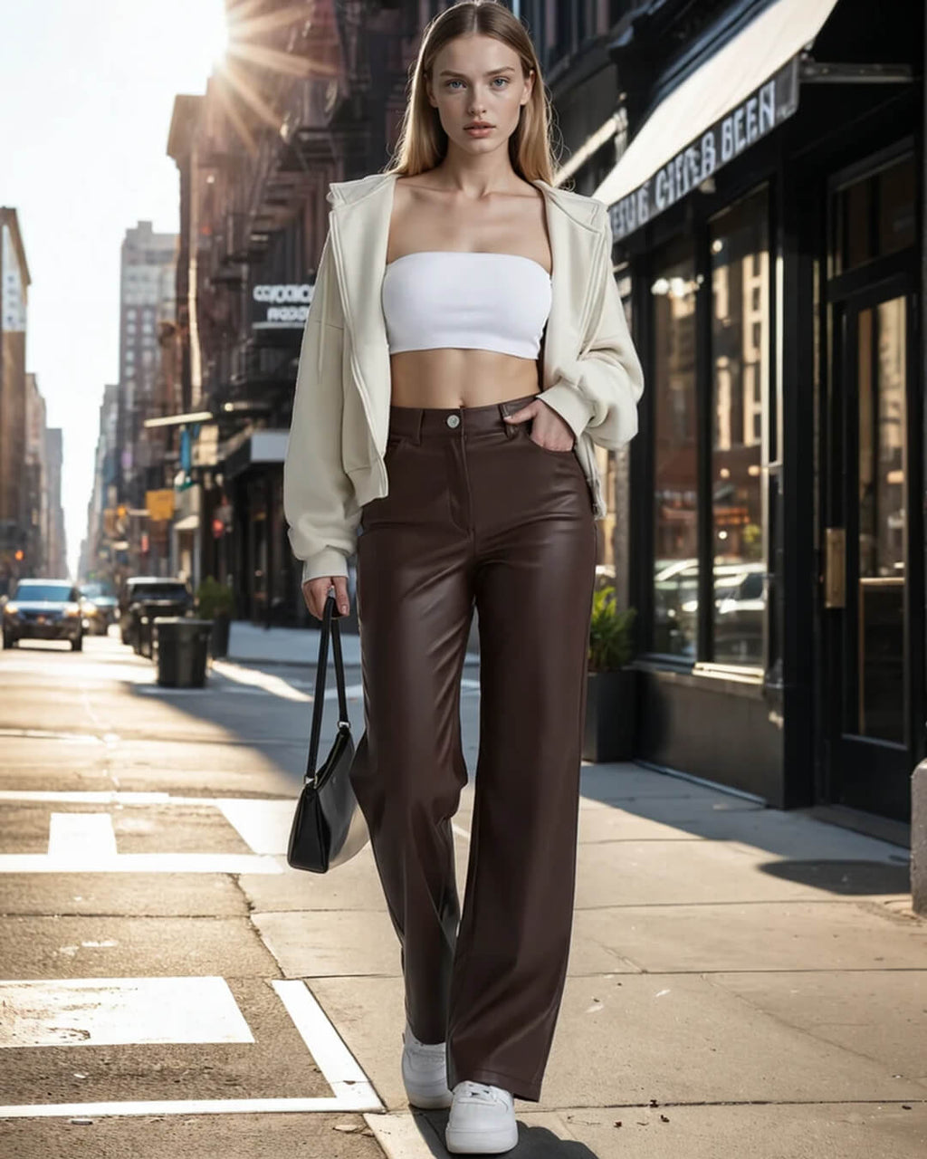 Cassy Classic Leather Pants - Women's Everyday Pants - Image 2