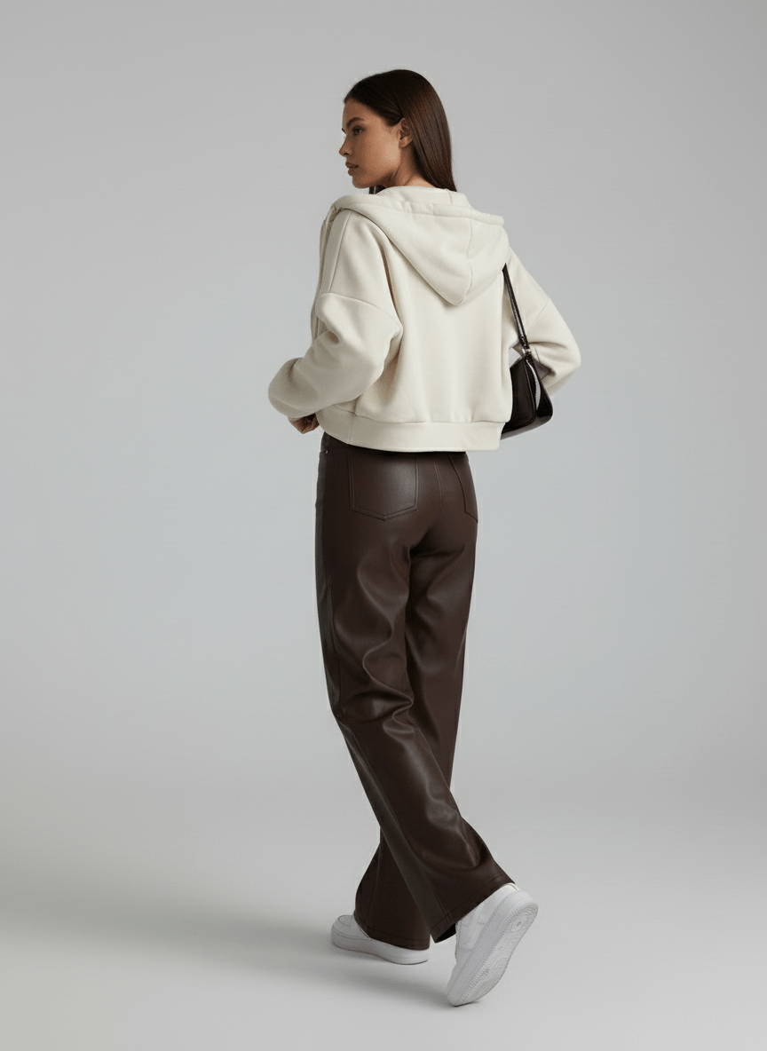 Cassy Classic Leather Pants - Women's Everyday Pants - Image 3