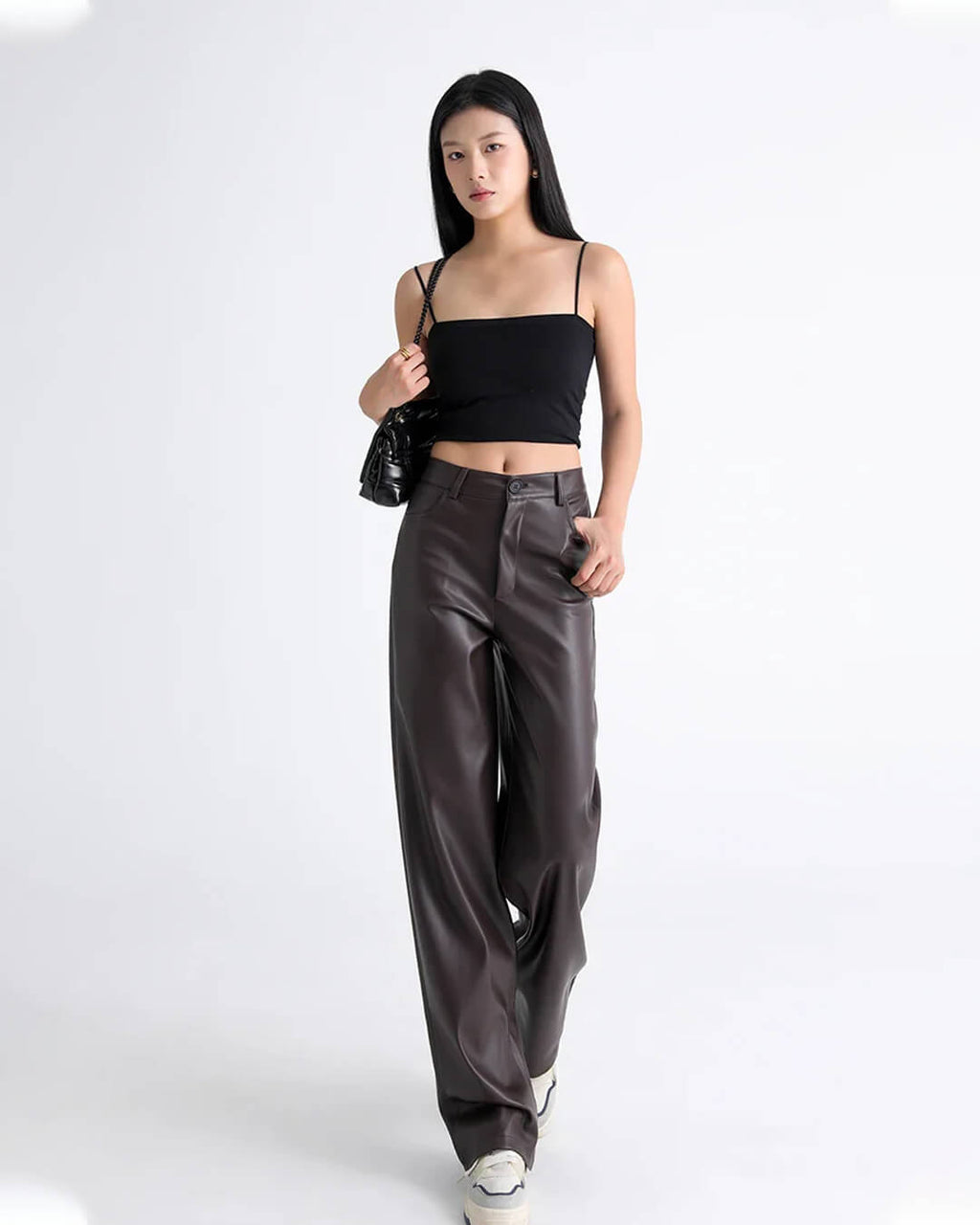 Giselle High Waisted Leather Pants - Women's Everyday Pants - Image 3