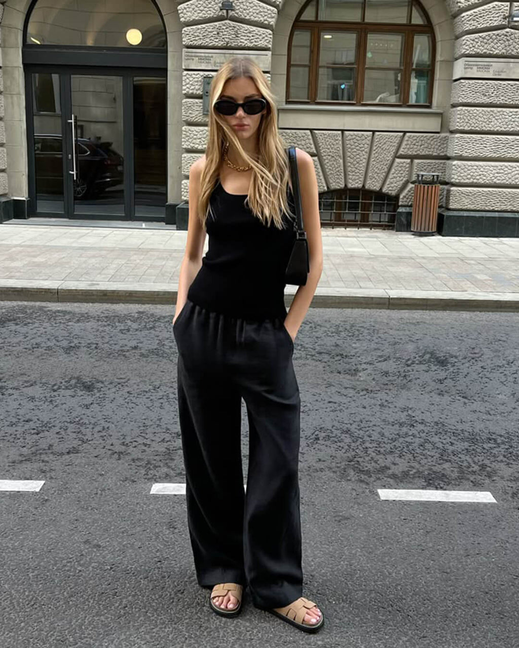 Wendy Women's Satin Wide Leg Trousers - Elastic Waist Dress Pants - Image 7
