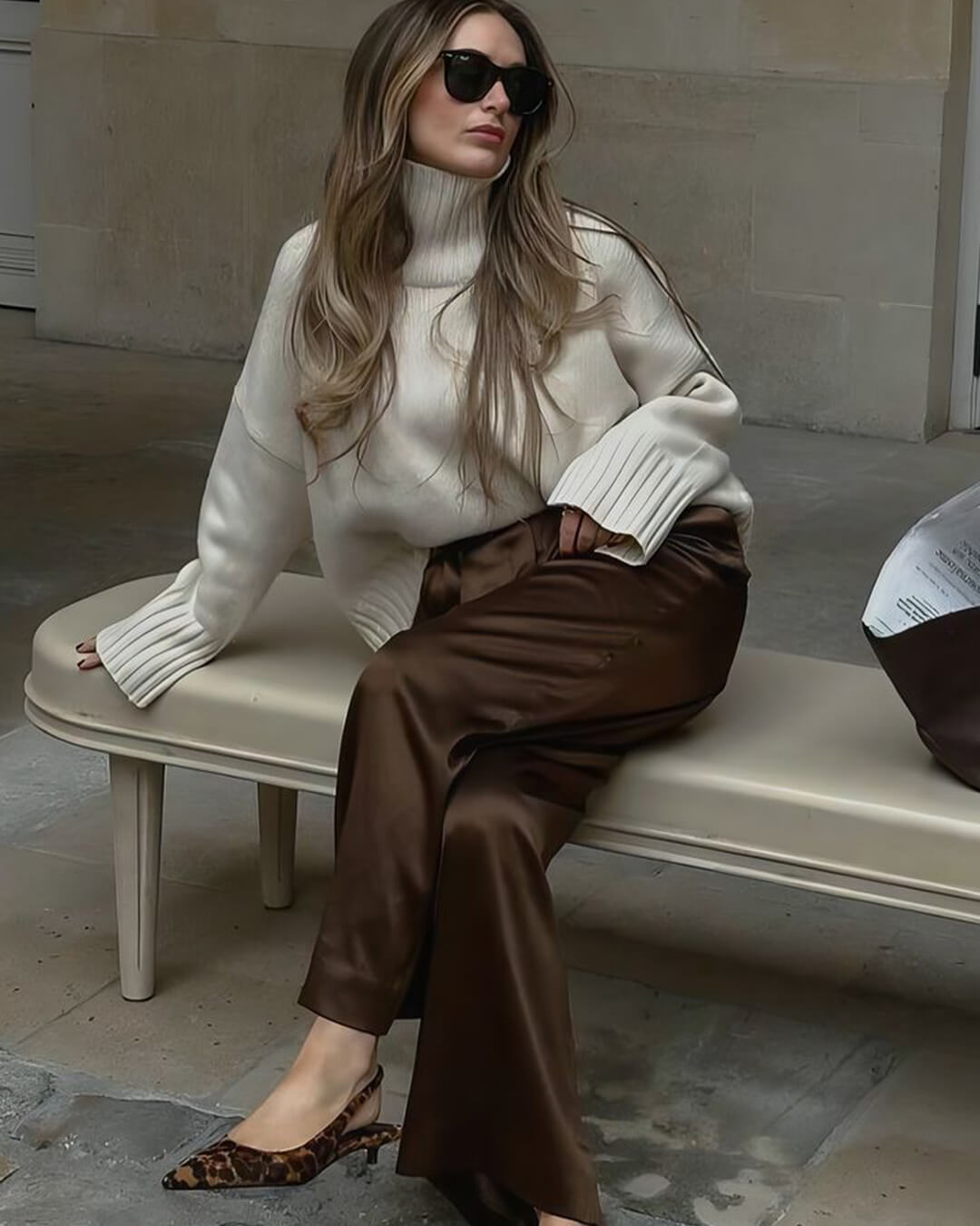 Wendy Women's Satin Wide Leg Trousers - Elastic Waist Dress Pants - Image 6
