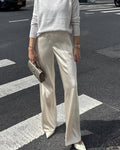 Wendy Women's Satin Wide Leg Trousers - Elastic Waist Dress Pants