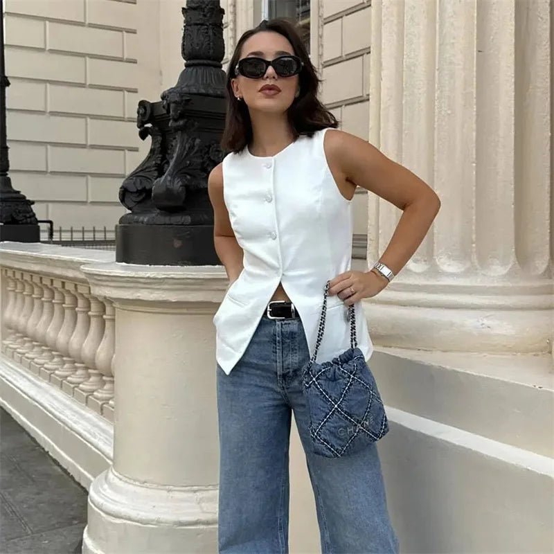 Priya Button-Up Vest Top - Women's Layering Vest - Image 3
