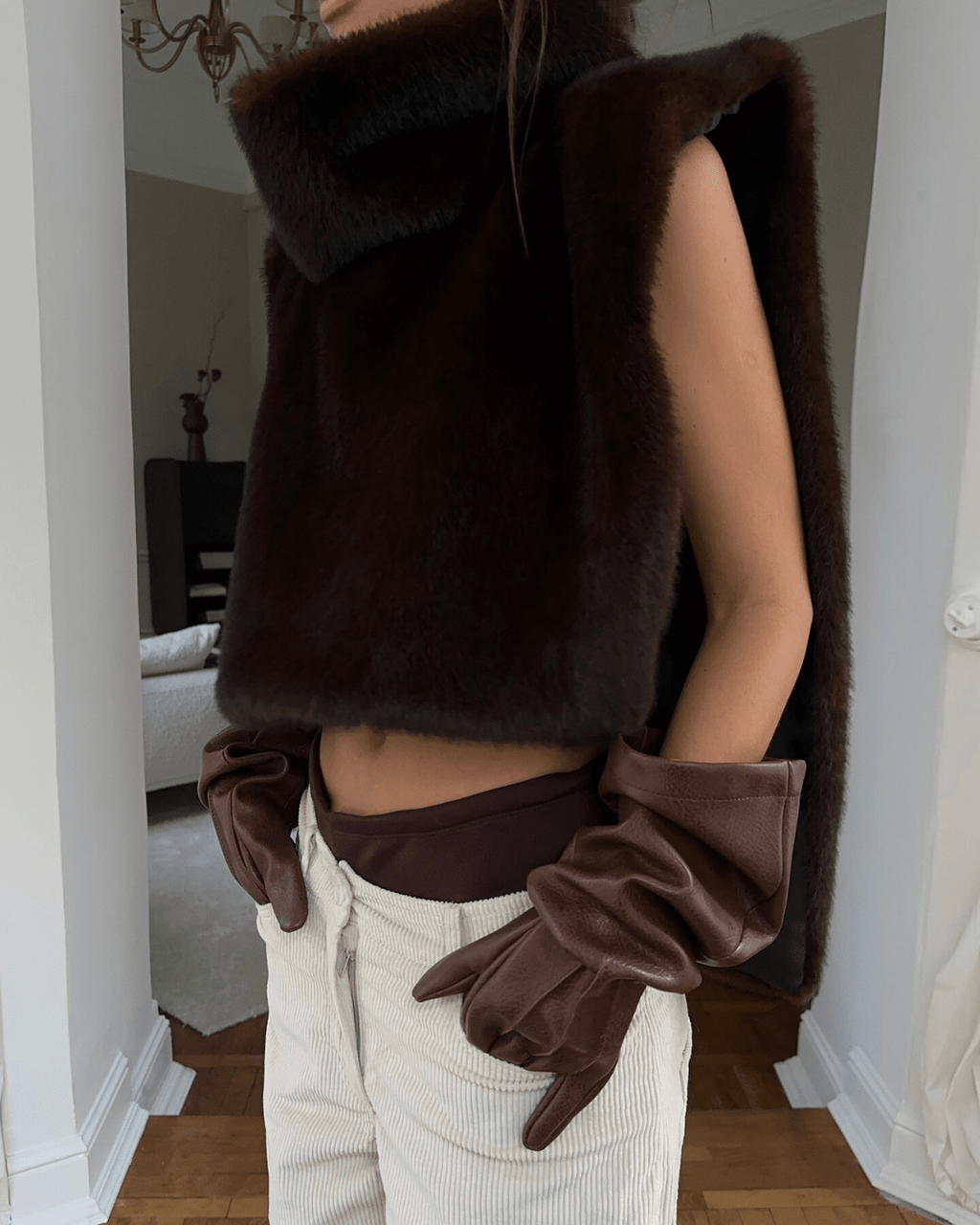 Lorna Faux Fur Turtleneck Vest - Women's Fall and Winter Outerwear - Image 2