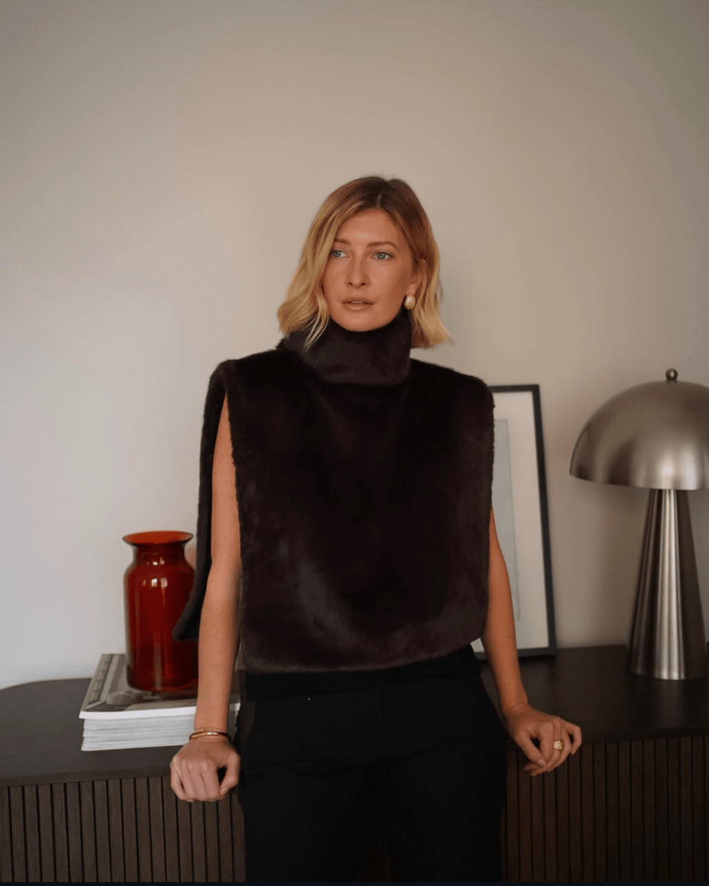 Lorna Faux Fur Turtleneck Vest - Women's Fall and Winter Outerwear - Image 4