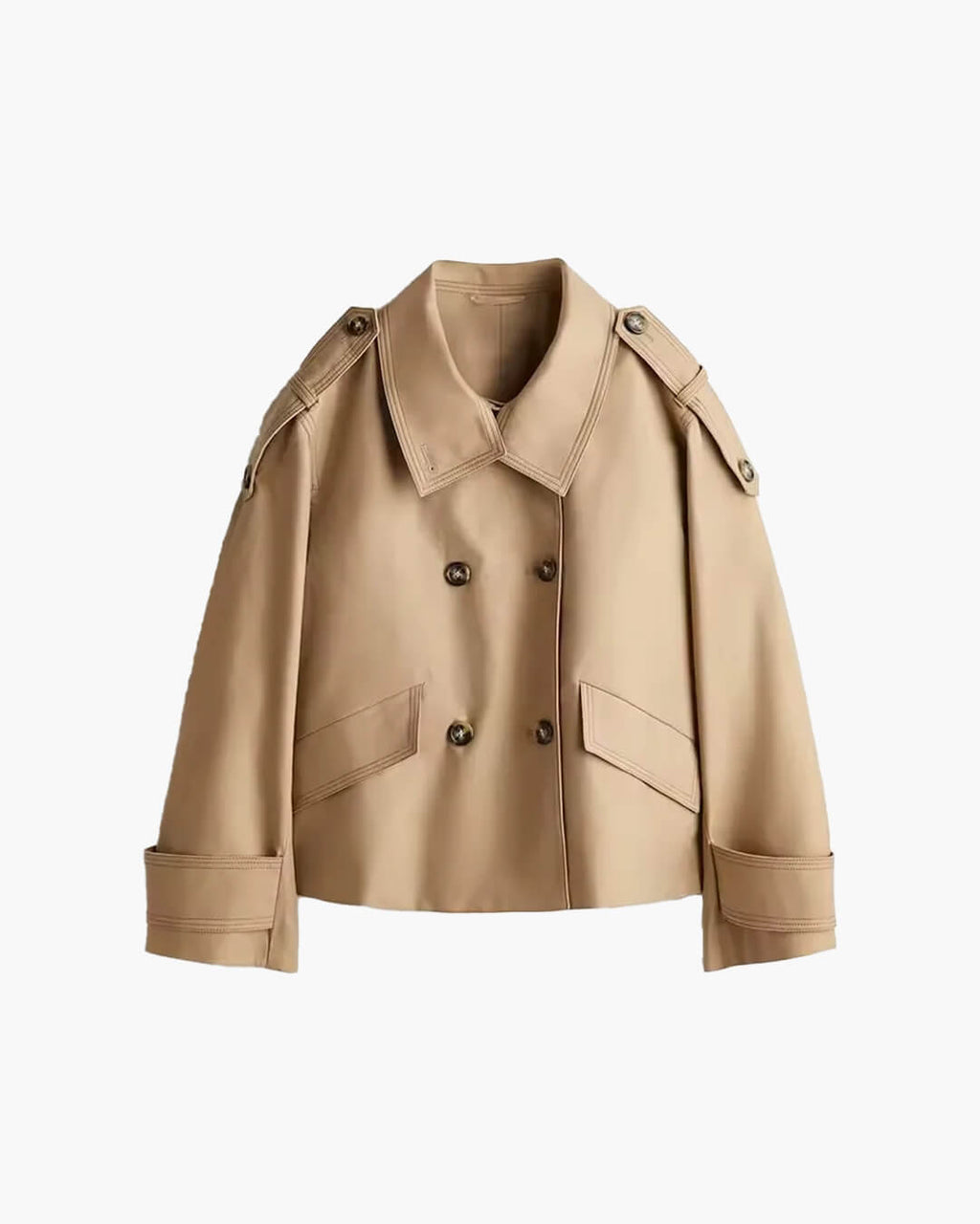 Lucy Stand Collar Cropped Trench Coat - Women's Fall and Winter Outerwear - Image 5