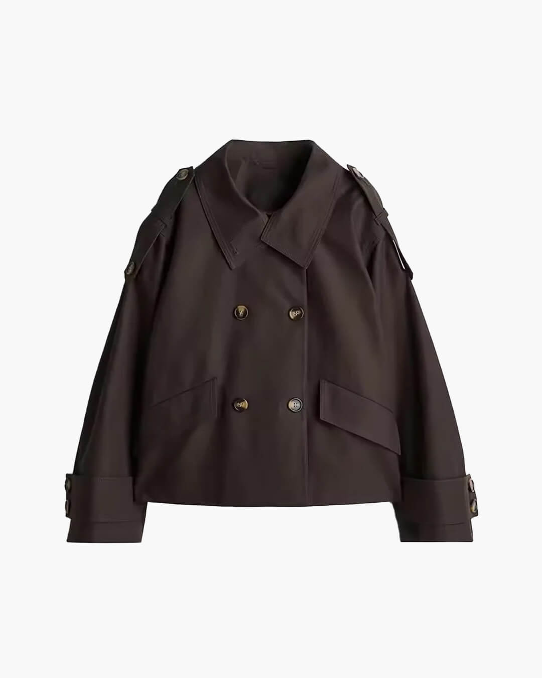 Lucy Stand Collar Cropped Trench Coat - Women's Fall and Winter Outerwear - Image 7