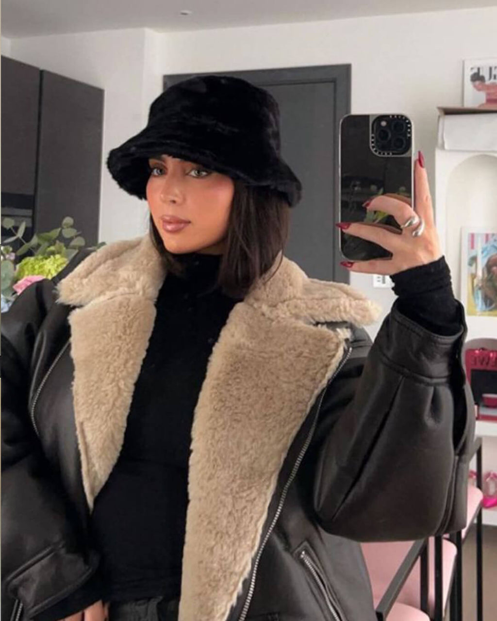 Pauleen Women's Fluffy Bucket Hat - Warm Faux Fur Winter Fisherman Hat - Image 12
